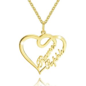 Overlapping Heart Two Name Necklace