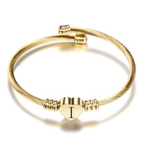 Heart Bracelet Bangle With Initial