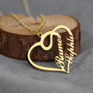 Overlapping Heart Two Name Necklace