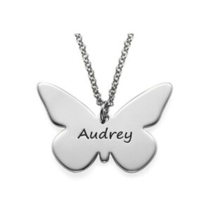 Engraved Butterfly Pendant Necklace